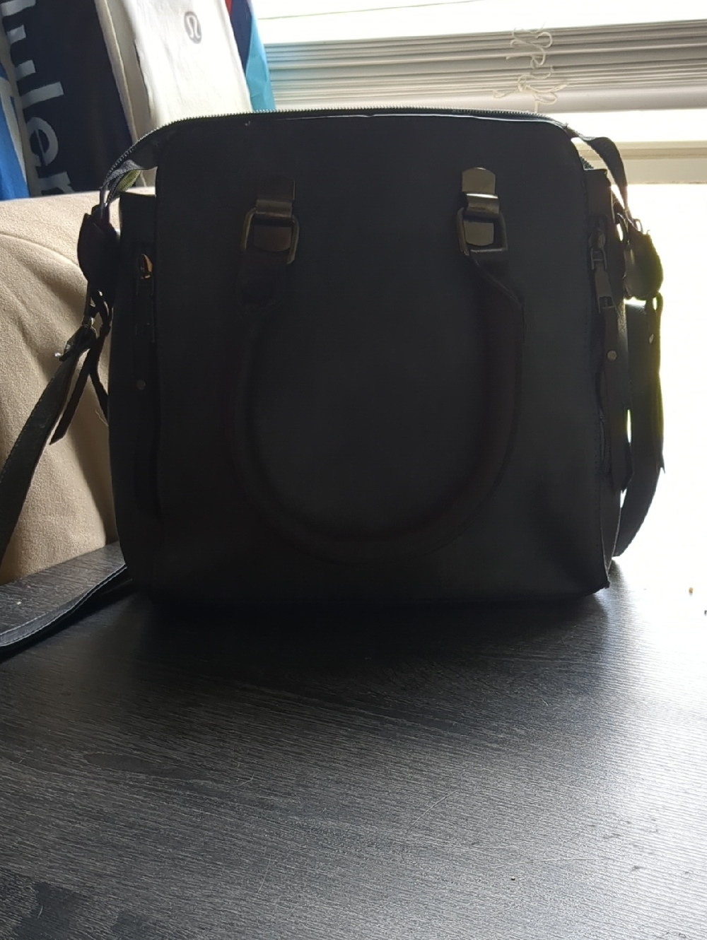 Black Structured Satchel Handbag